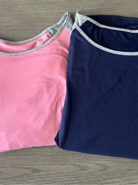 Bundle 2 Womens T Shirt Dresses 2XL Pink & Navy Blue Raglan Casual